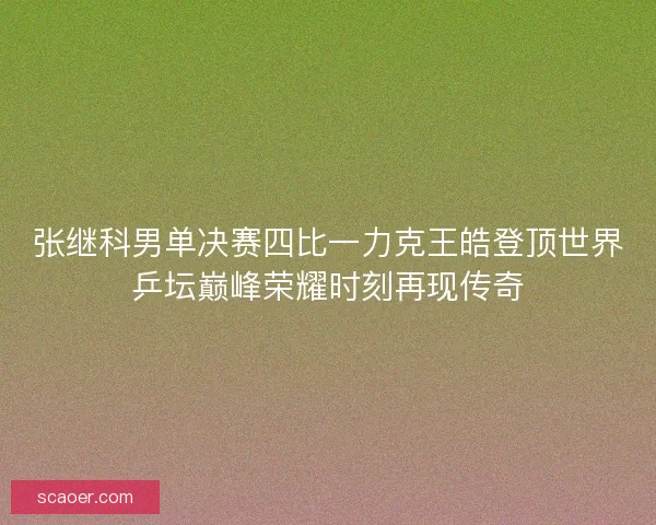 张继科男单决赛四比一力克王皓登顶世界乒坛巅峰荣耀时刻再现传奇